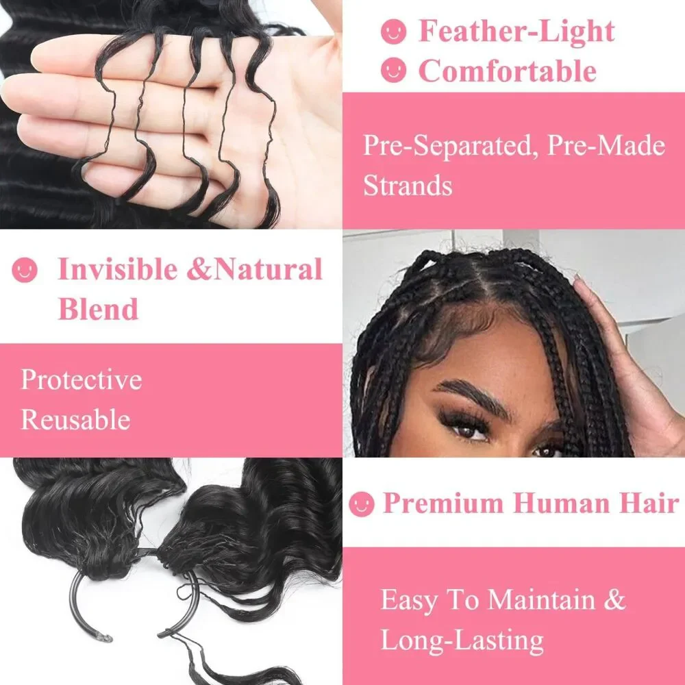 New 16in Burmese Curly Crochet Human Hair 60g 50 Strands Natural Black 1B